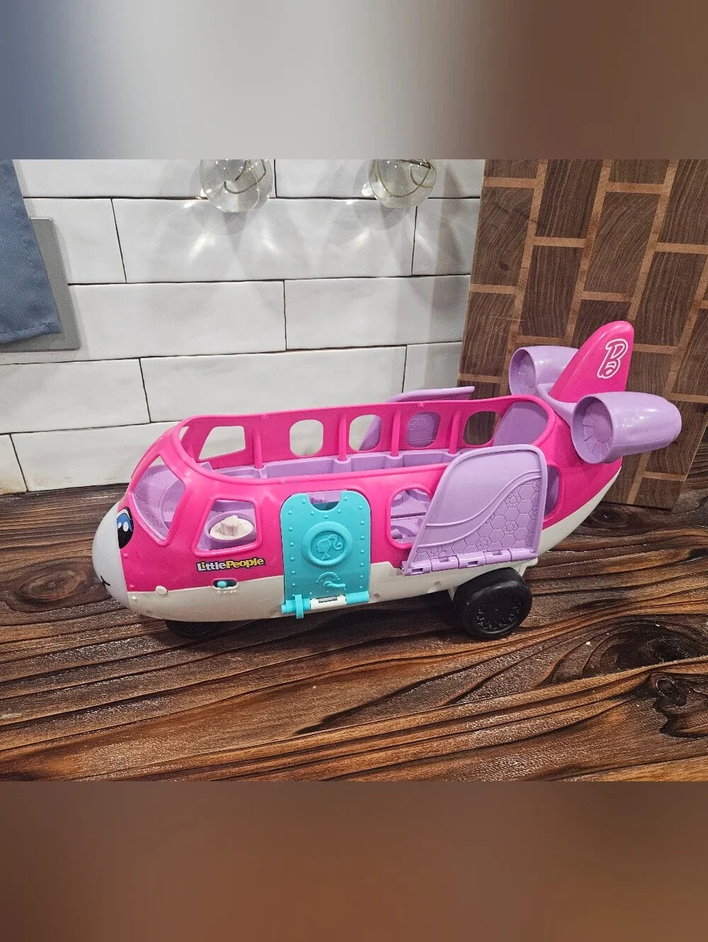 Fisher-Price Little People Barbie Pink Light Dream Airplane Light Up Nose Sounds